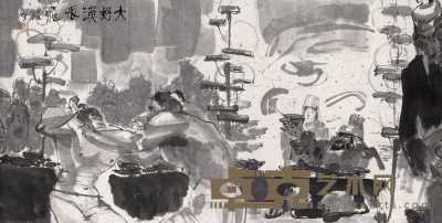 傅小石 1983年作 大好汉张飞 横幅 66.3×129.9cm
